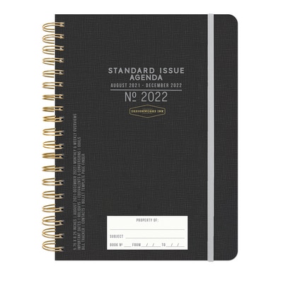 2021-2022 Designworks Ink Standard Issue Twin Wire 17 Mo Planner Black