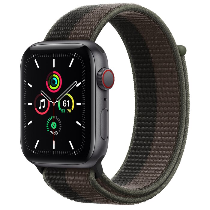 Apple Watch SE GPS + Cellular 44mm Space Gray Aluminum Case with Tornado/Gray Sport Loop