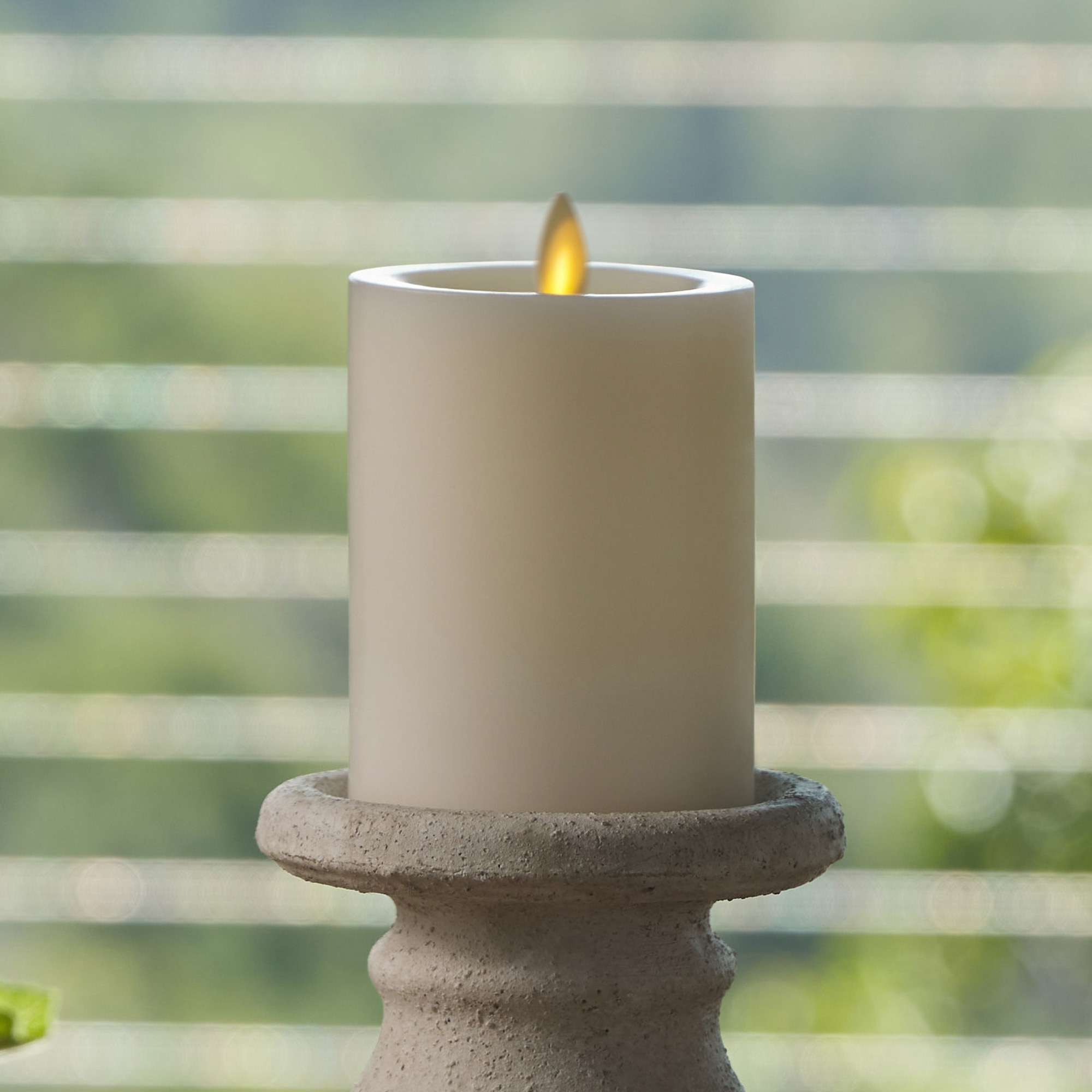 Luminara Pearl Ivory Flameless Candle Pillar- Recessed Top