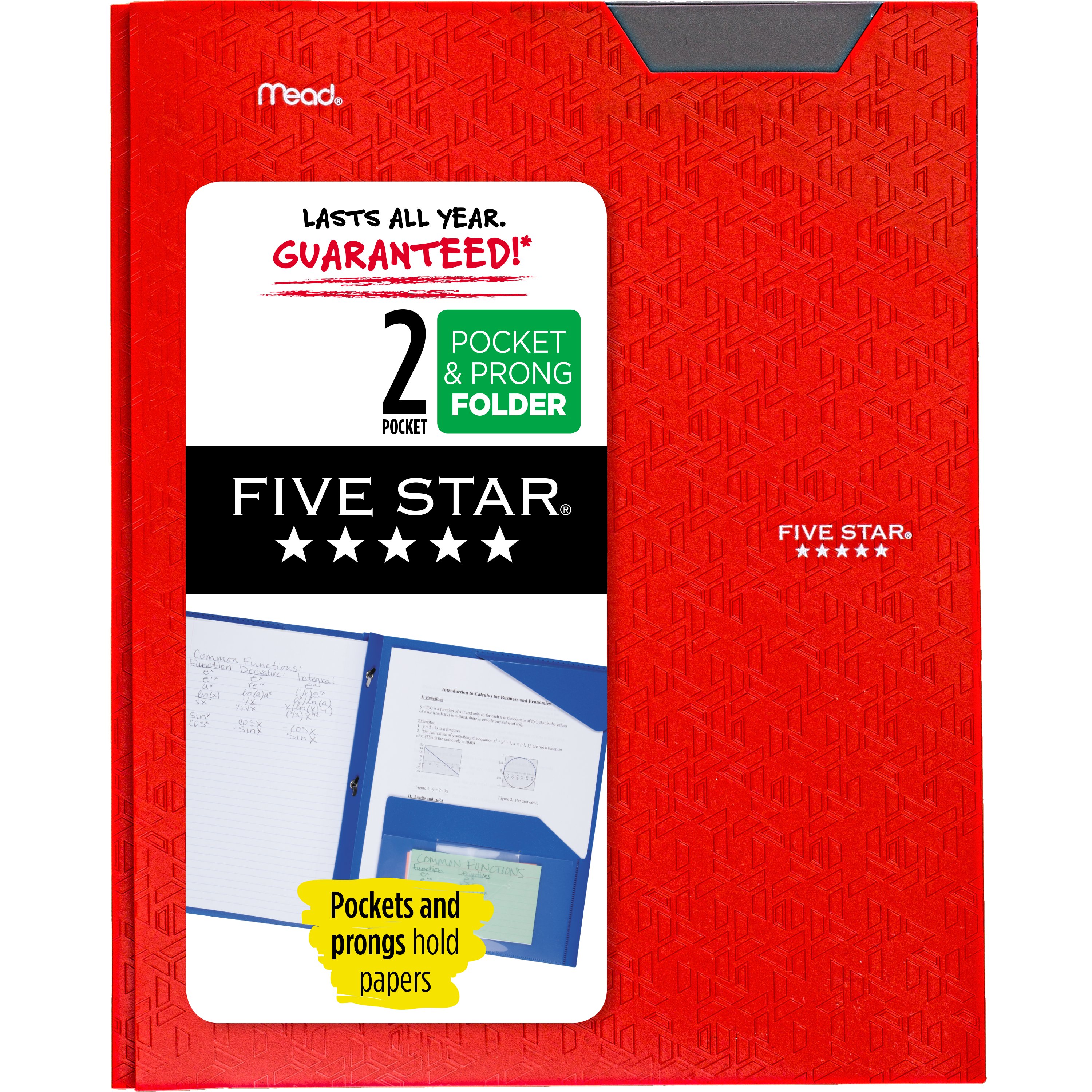 Five Star Stay-Put Pocket & Prong Folder Assorted Colors