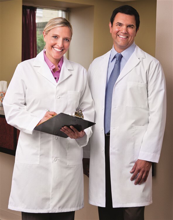 Lincoln Memorial Faculty Lab Coat with  Logo and Embroidery
