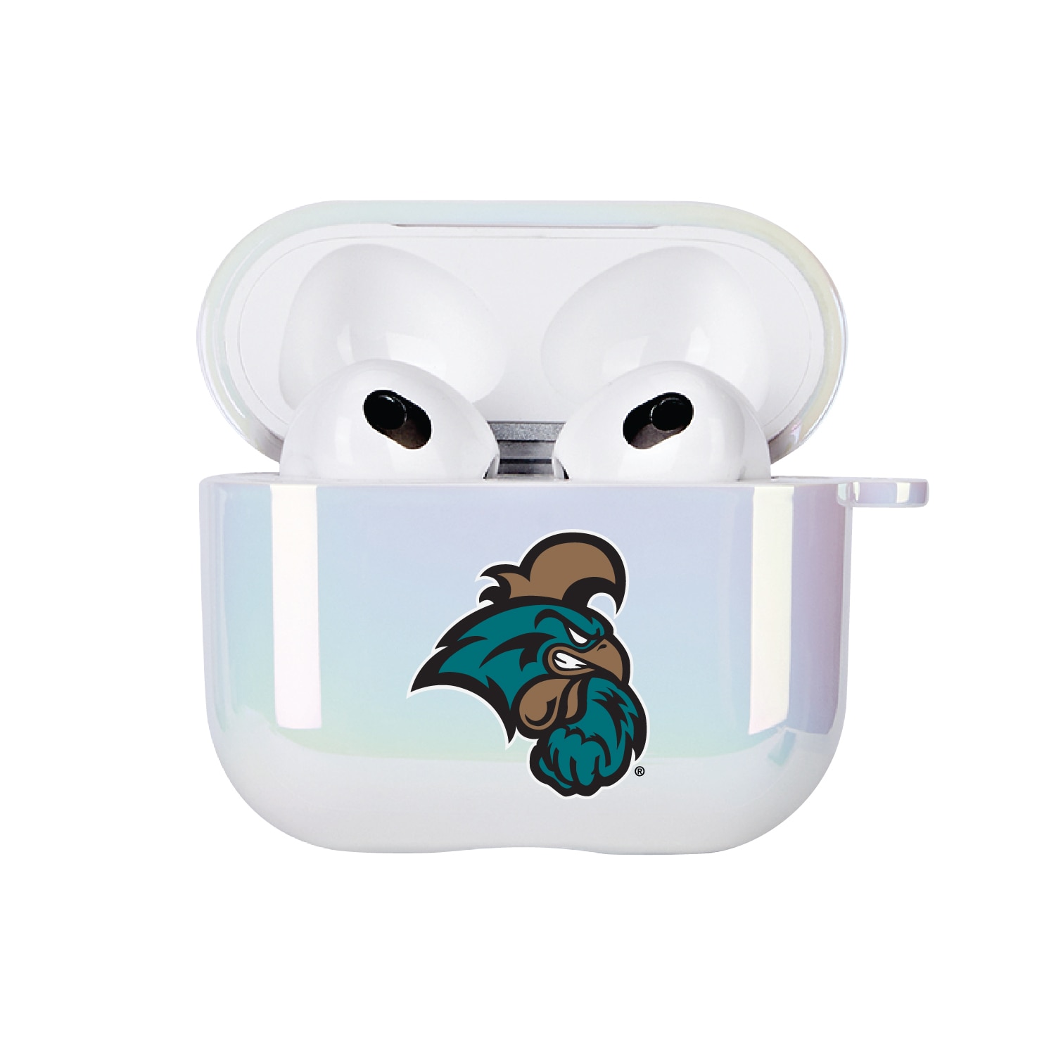 Coastal Carolina University - Airpod 3rd Gen Case (TPU), Iridescent White, Classic V1