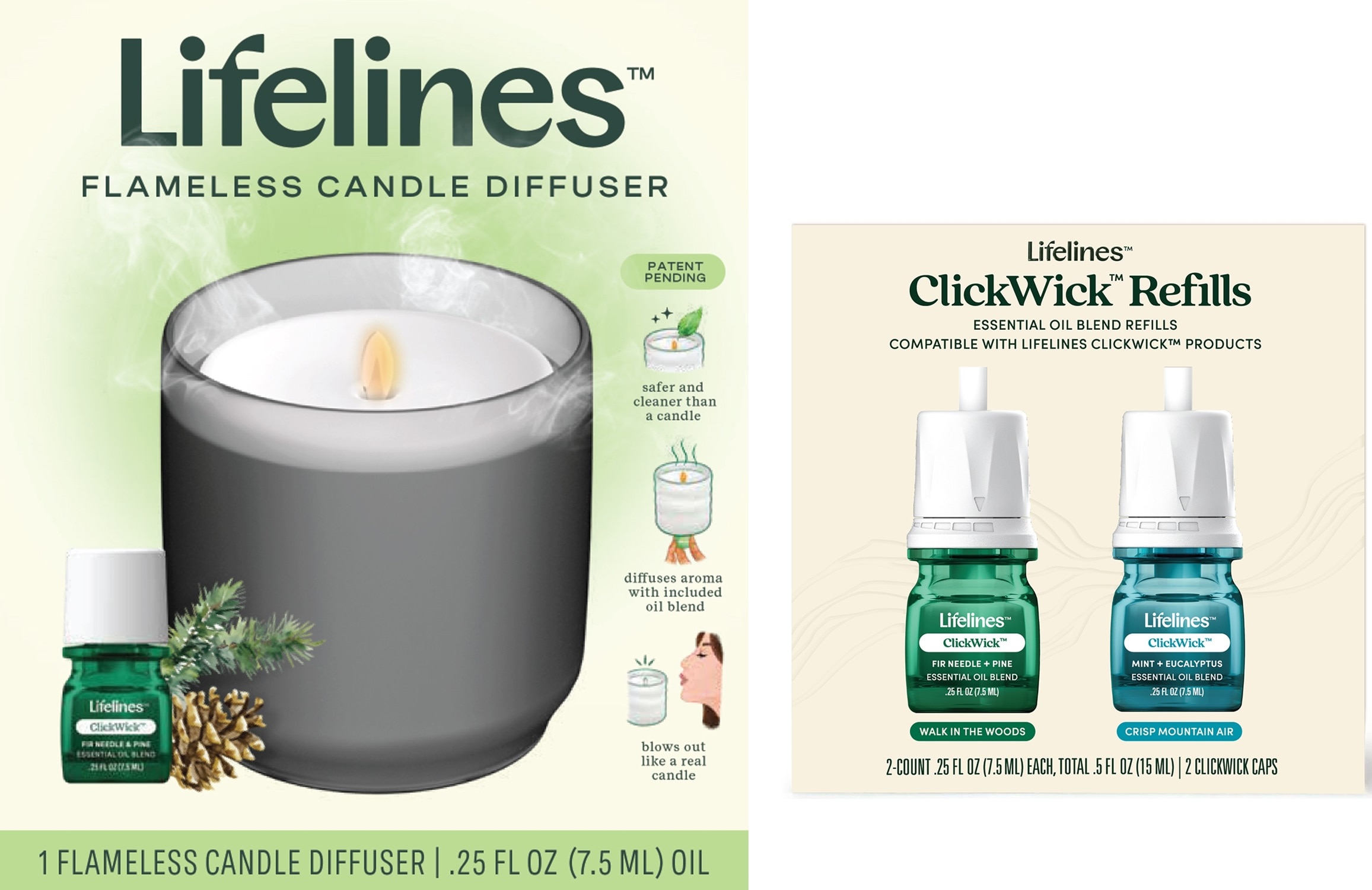 Lifelines Frosted Charcoal Candle Diffuser  with Clickwick