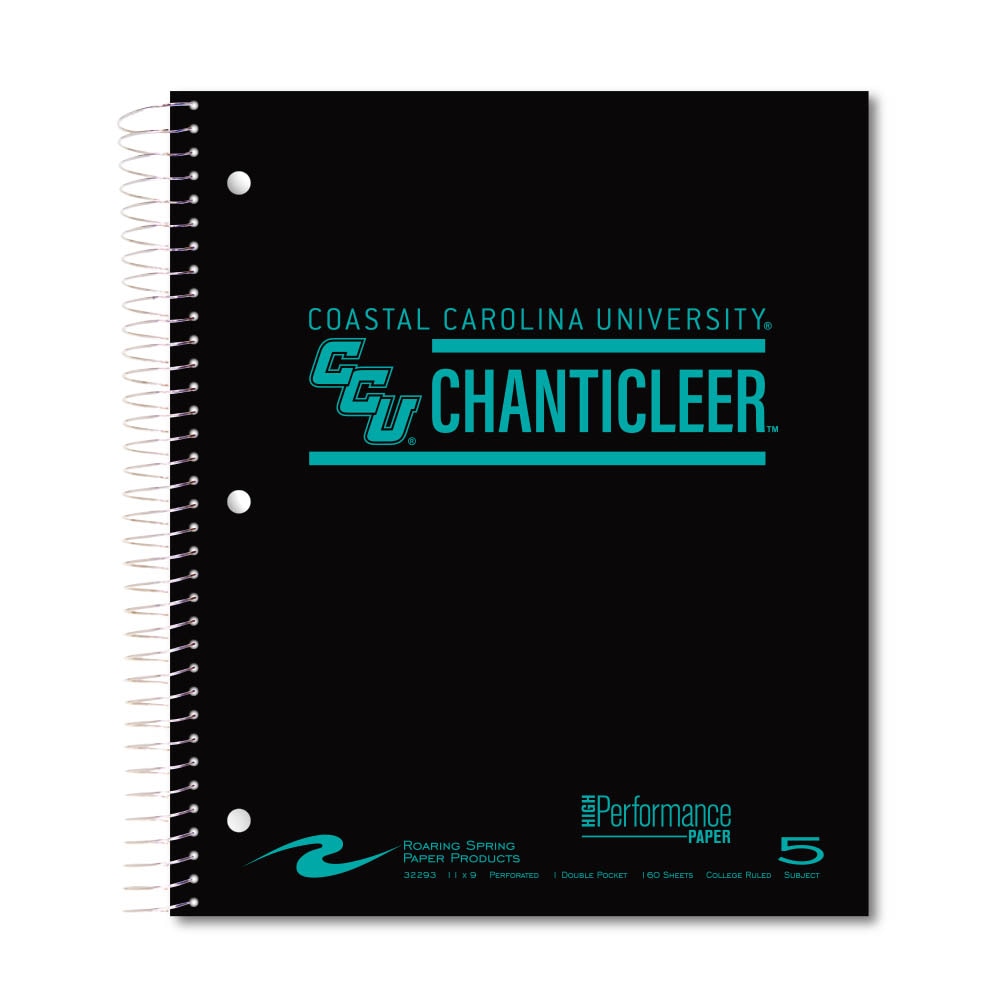 Roaring Premium 5 Subject Notebook, 8.5x11 College Ruled 20lb Paper, Pressboard Foil Cover