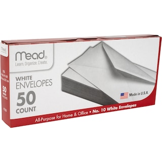 Mead #10 Envelopes 4 14 x 9 12 White 50 Count