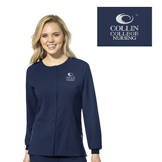 B&N 8220 Collin Custom Decorated WonderWink W123 Women's Crew Neck Warm Up Scrub Jacket, 8155