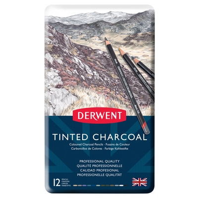 Derwent Tinted Charcoal Pencil 12-Pencil Tin Set