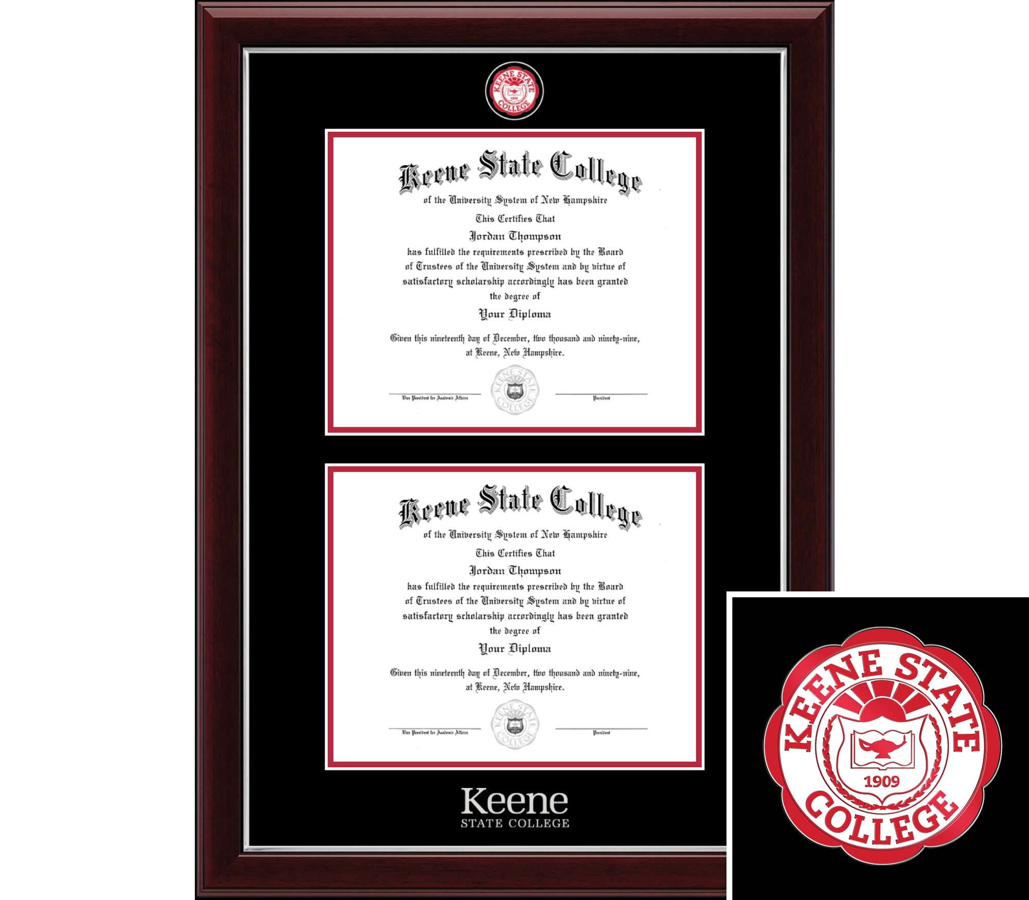 Church Hill Classics 8x10, Double Document, Cherry,  Bachelors, Masters - Diploma Frame