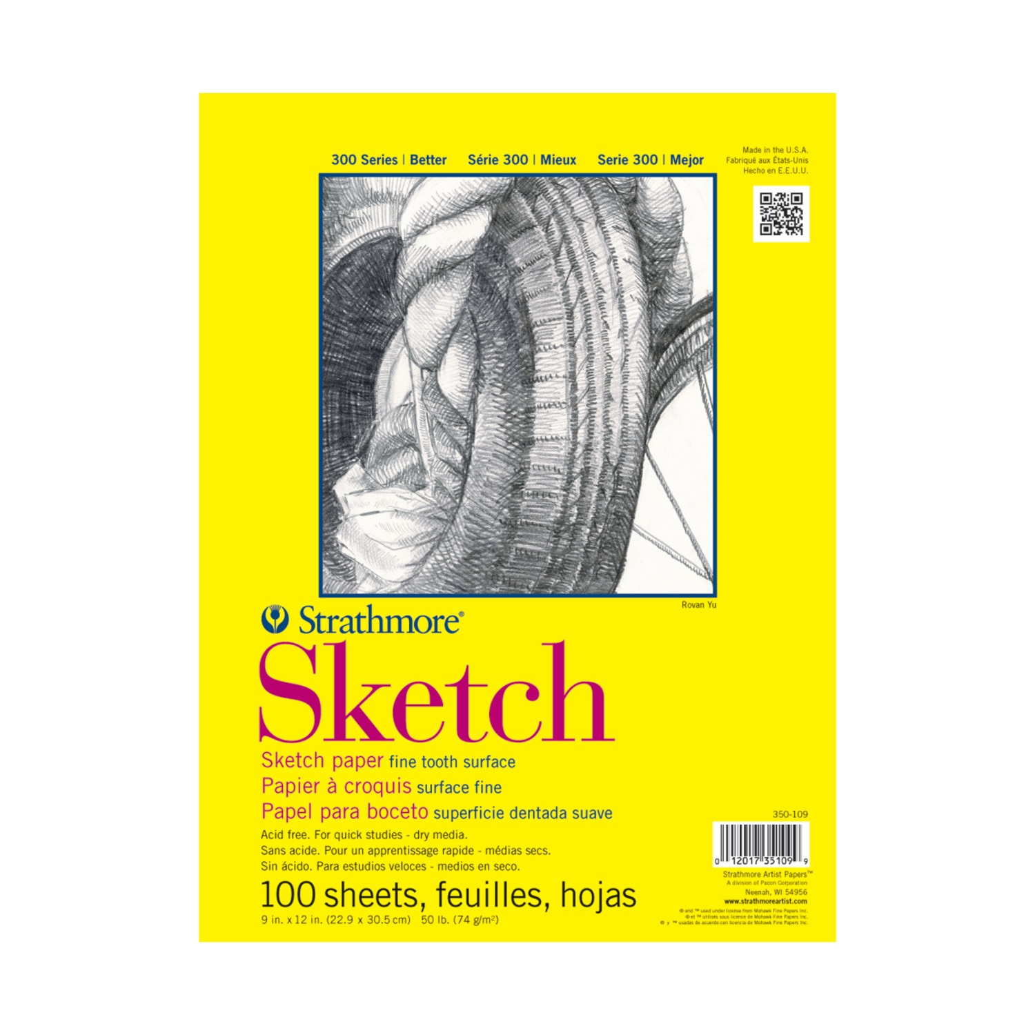 Strathmore 300 Series Sketch Pad - 9" x 12" 50 lb 100 Sheets