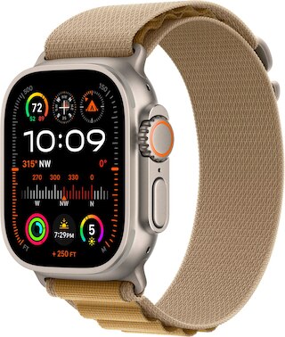 Apple Watch Ultra 2 GPS + Cellular 49mm Natural Titanium Case with Tan Alpine Loop - Medium