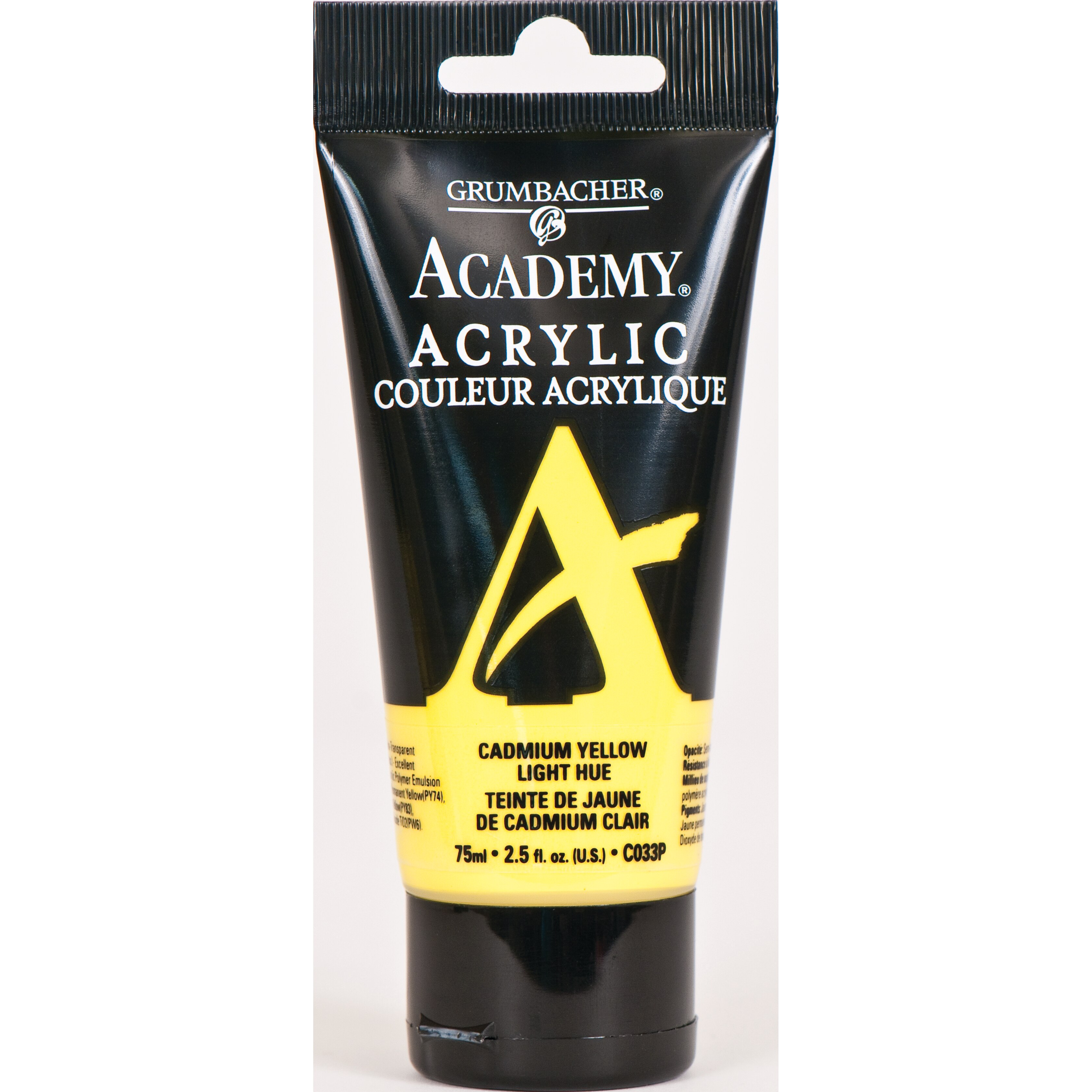 Grumbacher Academy Acrylic, 75ml Tube, Cadmium Yellow Light