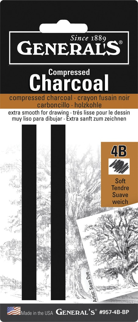 General Pencil Compressed Charcoal Set, 4B, Medium, 2/Pkg.