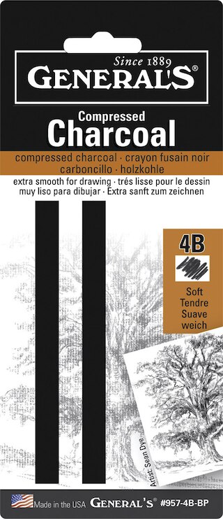 General Pencil Compressed Charcoal Set, 4B, Medium, 2/Pkg.