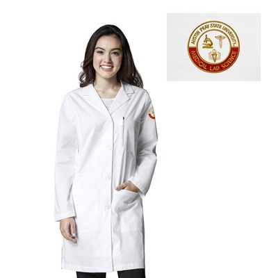 Austin Peay Custom Decorated WonderWink WHT Medical Lab Science Women's Scrub Lab Coat, 7402APS4