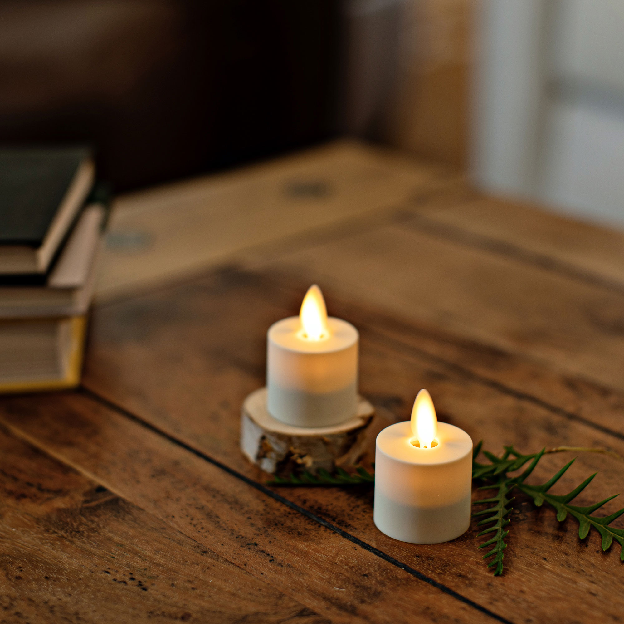 Luminara Pearl Ivory Flameless Candle Tealights - Flat Top - Set of 2