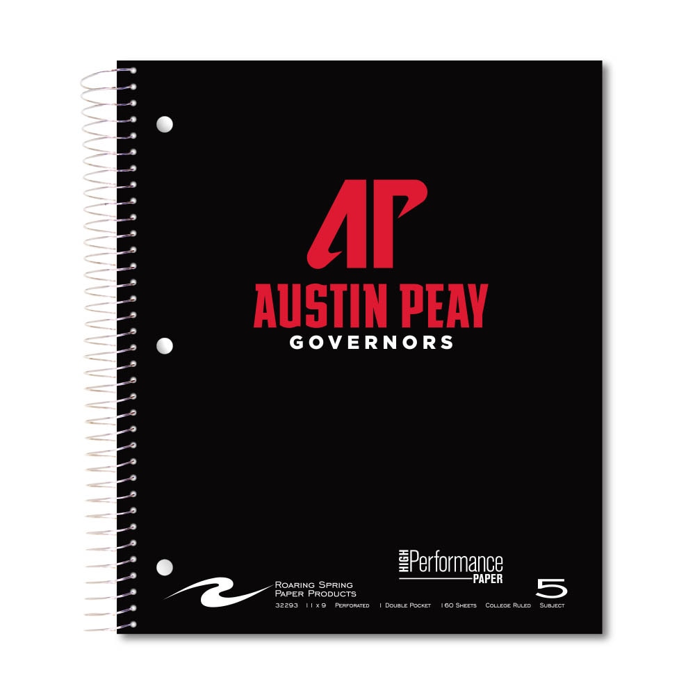 Roaring Premium 5 Subject Notebook, 8.5x11 College Ruled 20lb Paper, Pressboard Foil Cover