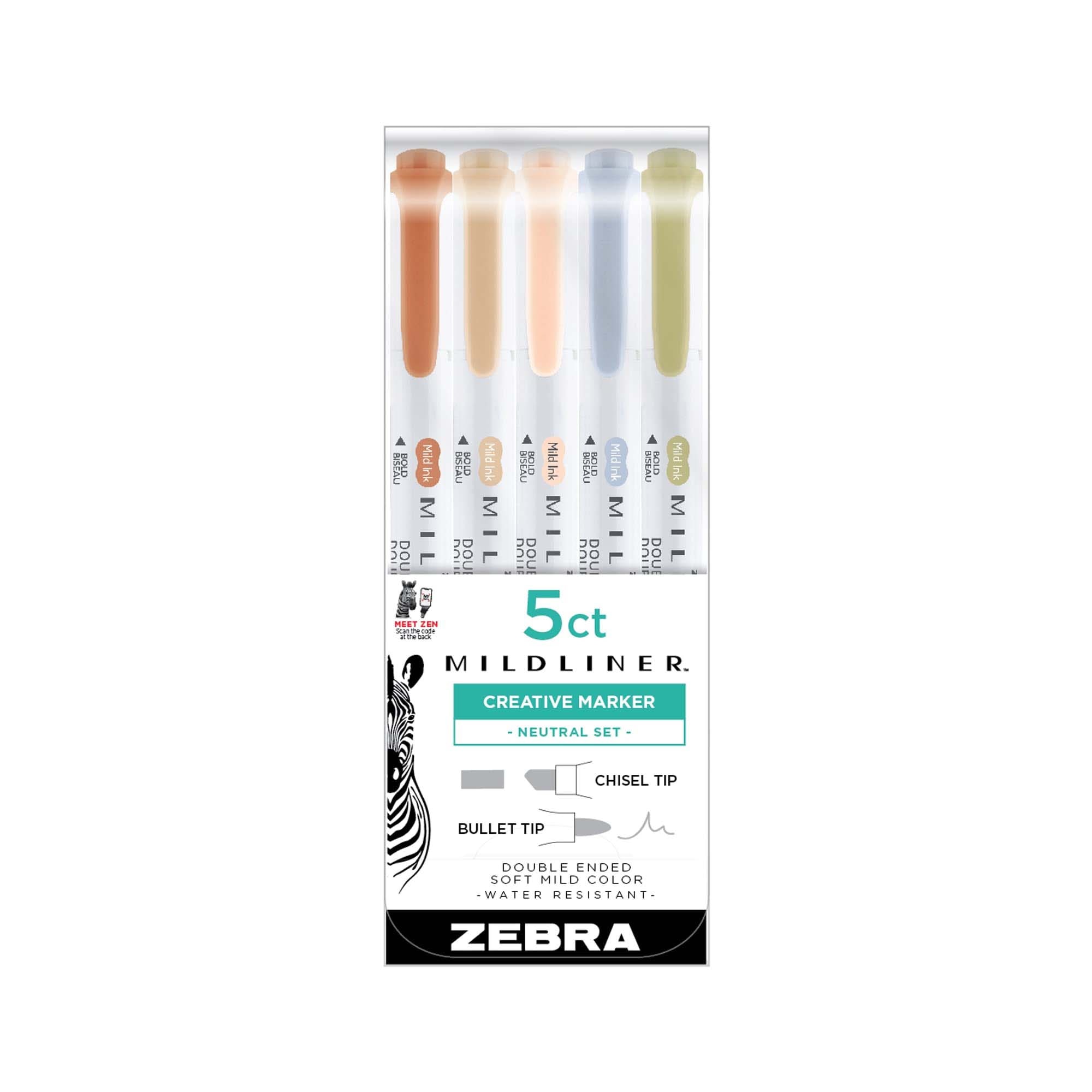 Zebra Mildliner Highlighter Neutral Set 5pk