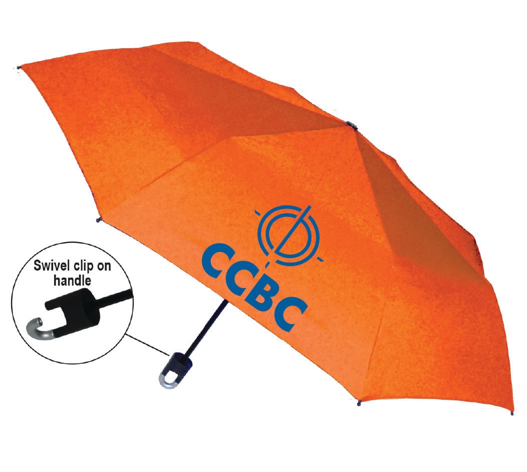 "Storm Clip" Mini Folding Emblematic Solid Umbrella 42" Coverage