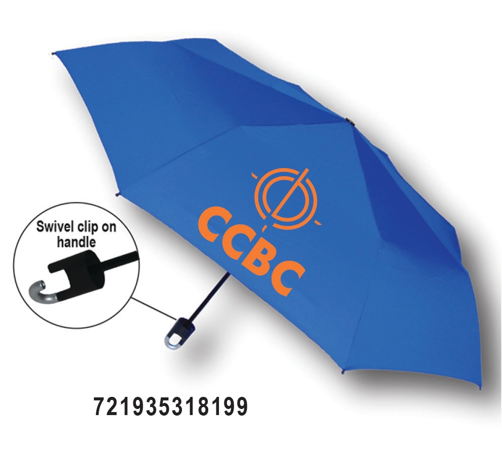 "Storm Clip" Mini Folding Emblematic Solid Umbrella 42" Coverage