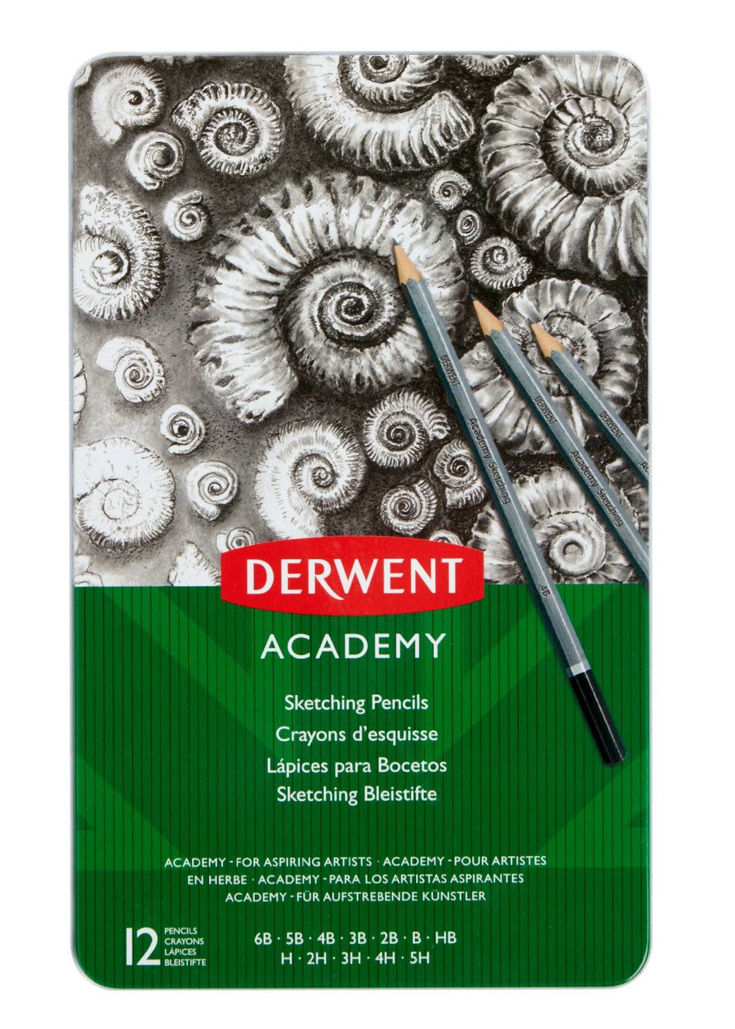 Derwent Academy Sketching Pencil Set, 12-Pencil Tin Set