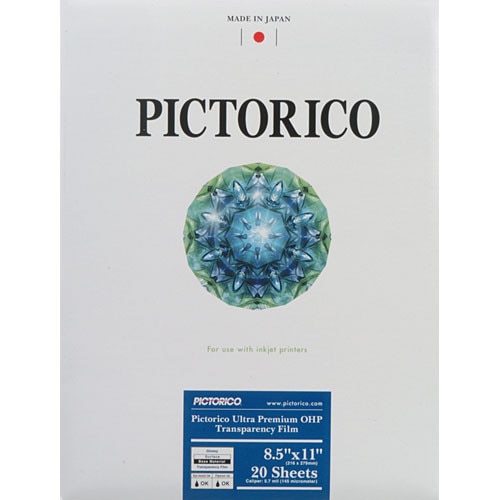 Pictorico TPS100, Ultra Premium Over Head Projector Transparency Inkjet Film, 184gsm, 5.7 mil., 8.5x11", 20 Sheets