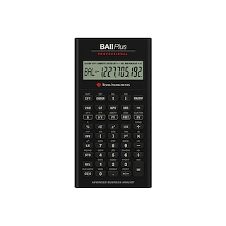 BA II Plus Professional is a calculator with leather-like case included. Added functionality including MIRR, NFV, Modified Duration, Payback, and Discounted Payback. Also has improved 10 digit display.