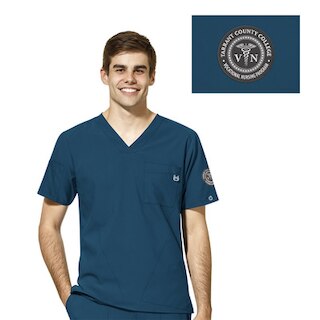 Tarrant County Embroidered WonderWink W23 VN Nursing Men's V-Neck Scrub Top, 6355TCC1