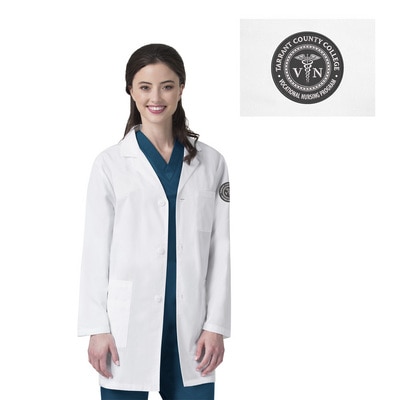 Tarrant County Custom Decorated WonderWink WHT Vocational Nursing Unisex Origins Scrub Lab Coat, 7106TCC1