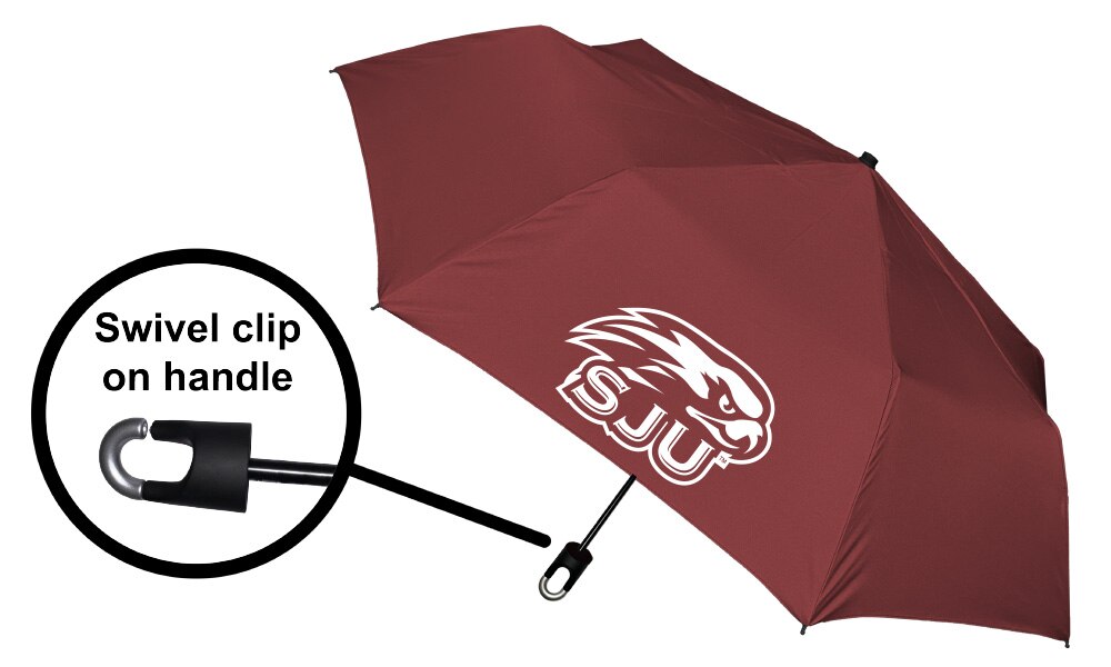 St. Joseph's University Bookstore "Storm Clip" Mini Folding Emblematic Solid Umbrella 42" Coverage