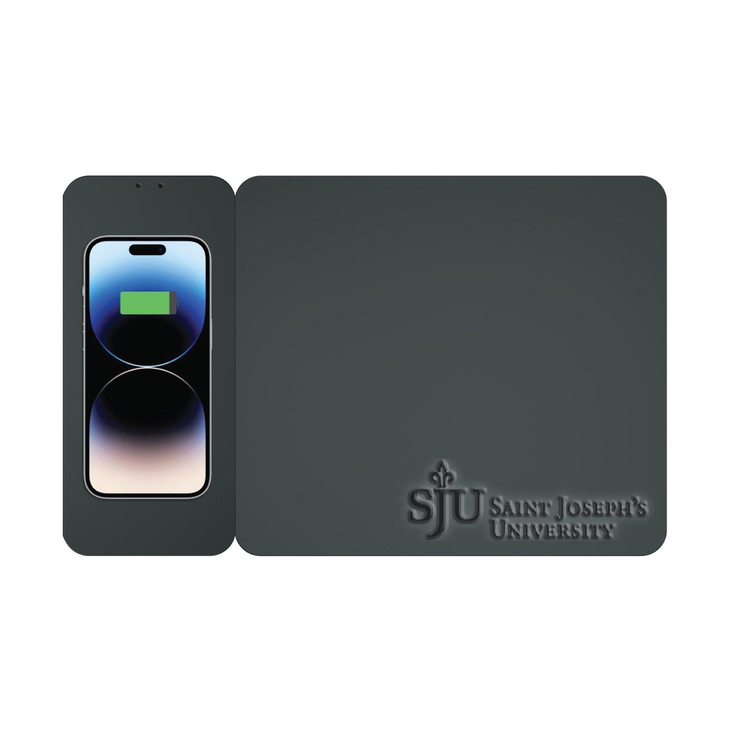 Saint Joseph's University Leather Wireless Charging Mouse Pad, Black, Alumni V2