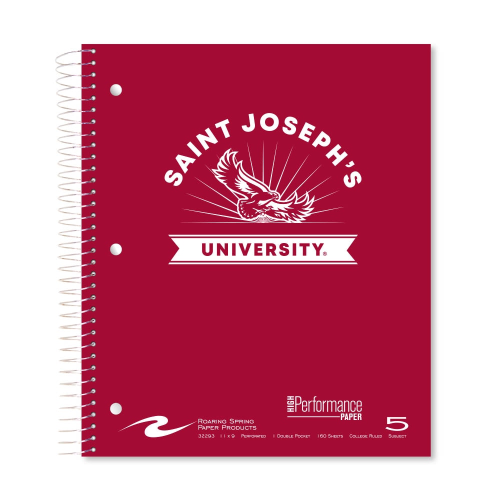 Roaring Premium 5 Subject Notebook, 8.5x11 College Ruled 20lb Paper, Pressboard Foil Cover