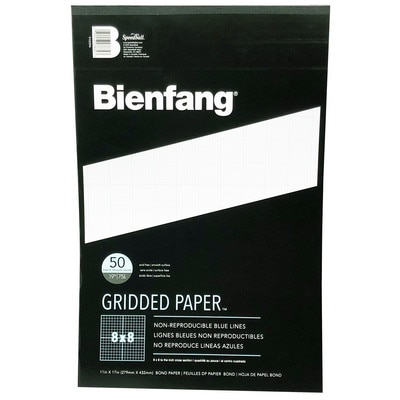 Bienfang Designer Grid Paper Pad, 50 Sheets,,  8" x 8" Grid, 11" x 17"