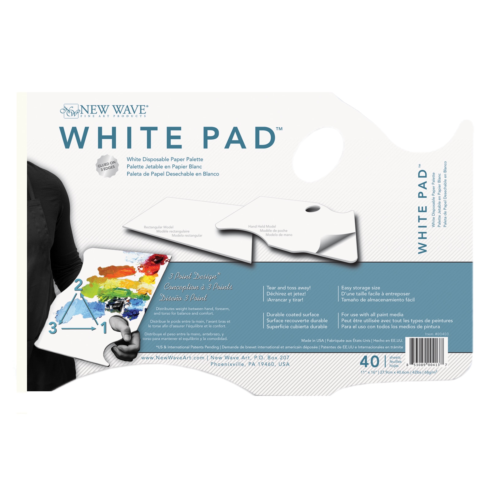 New Wave White Pad Paper Palette, Hand Held
