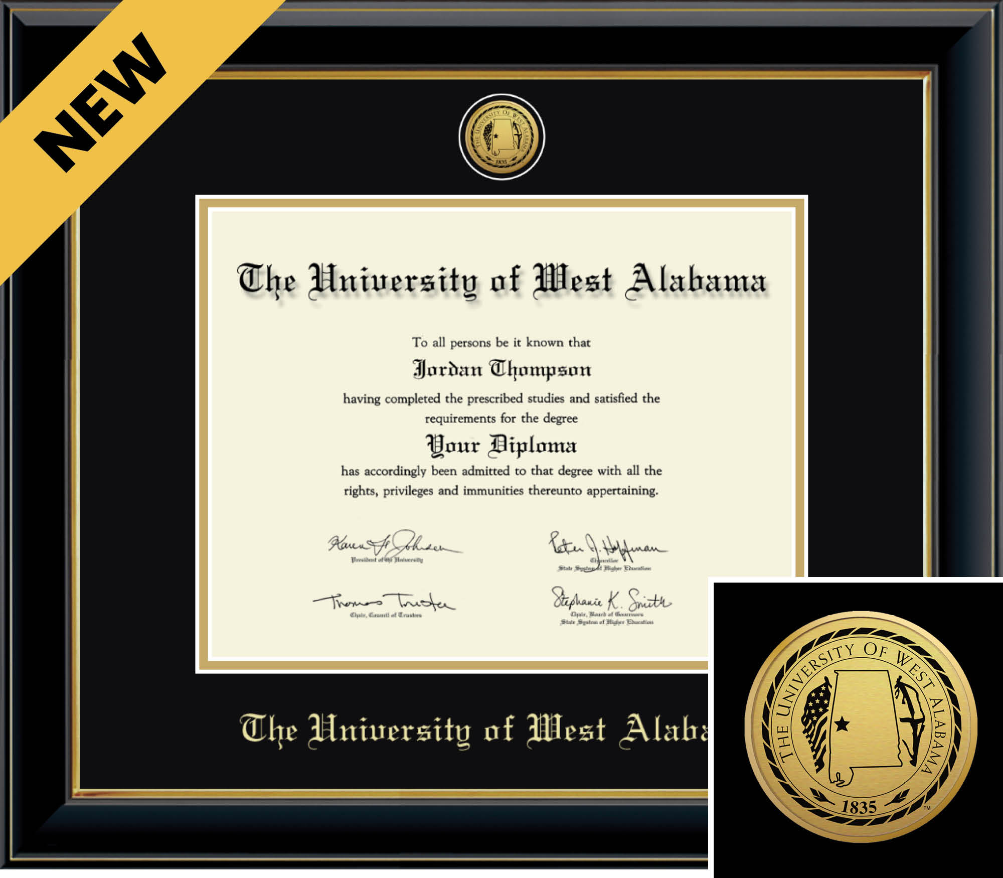 Church Hill Classics Engraved ONYX 8.5x11 Black Diploma Frame