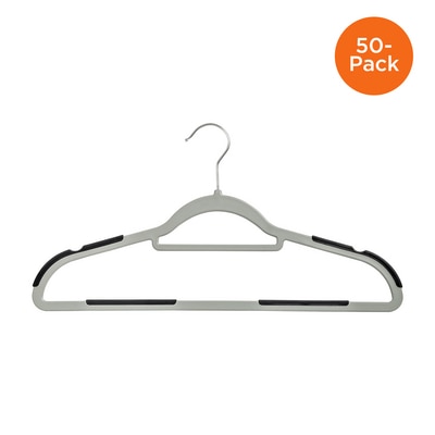 50 Pack Rubber Grip No Slip Plastic Hangers
