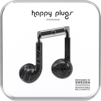 Happy Plugs Black Marble Earbud Plus