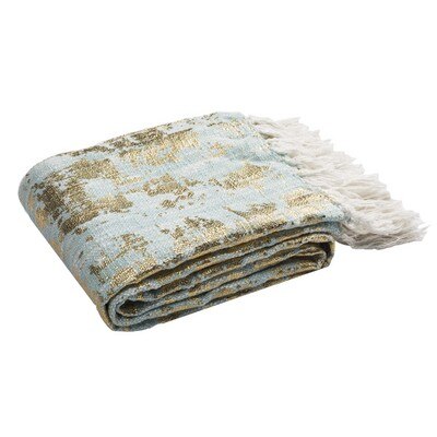 Safavieh Gemma Metalic Throw Blanket 50"X70" BLUE/GOLD