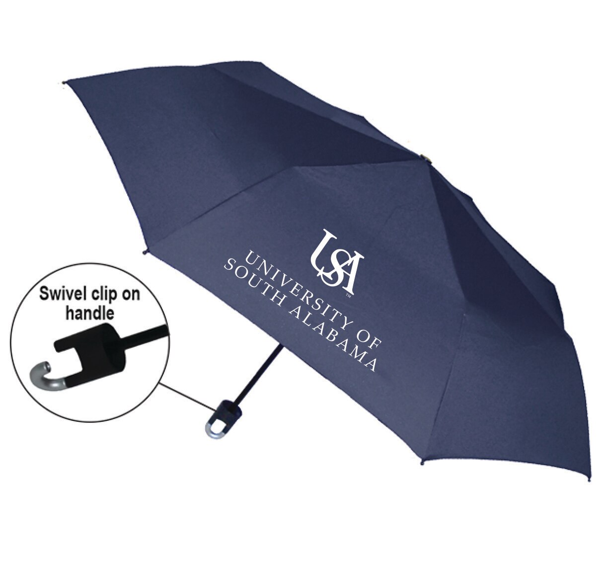 "Storm Clip" Mini Folding Emblematic Solid Umbrella 42" Coverage