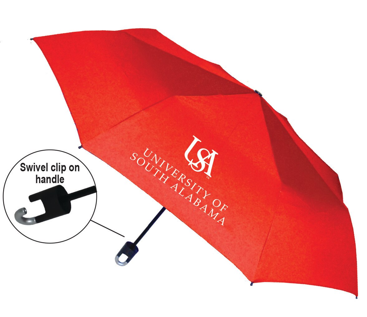 "Storm Clip" Mini Folding Emblematic Solid Umbrella 42" Coverage