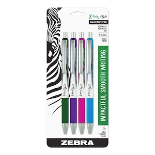 Zebra Z-Grip Flight Ballpoint Retractable Pen 1.2mm Fashion 4/Pack