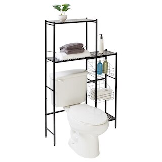 Black Over-the-Toilet Space Saver with Side Shelving