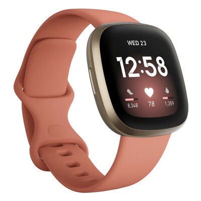 FitBit Versa 3 Health and Fitness Smart Watch in Pink Clay and Soft Gold