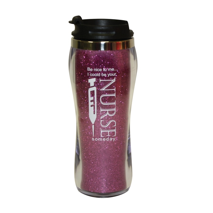 Nurse Glitter Travel Mug Pink