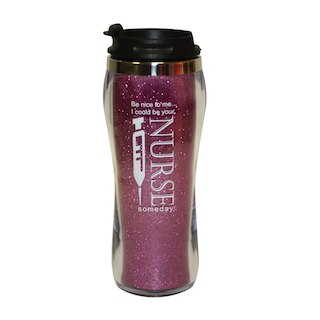 Nurse Glitter Travel Mug Pink