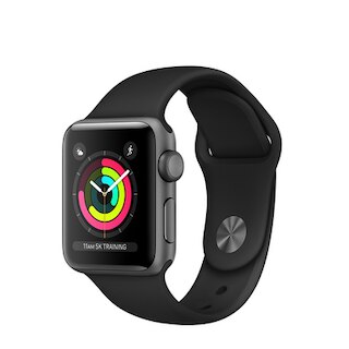 Apple Watch S3 38 mm SG AL Black Sports Band