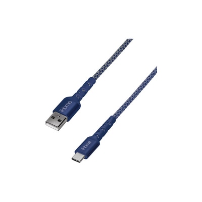iHome 6' Nylon Braided USB-C to USB-C Cable Blue