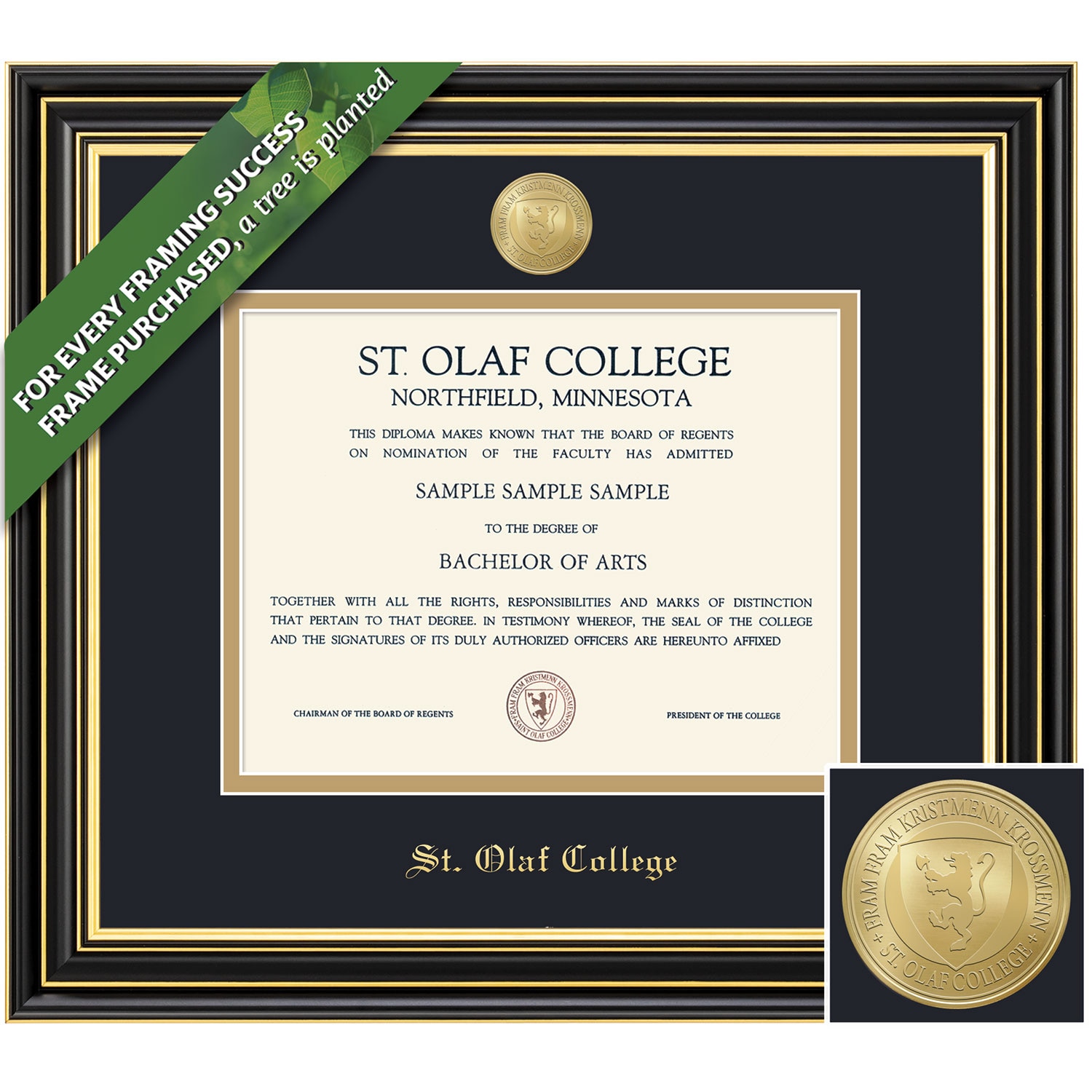 Framing Success 8 x 10 Prestige Gold Medallion Bachelors Diploma Frame