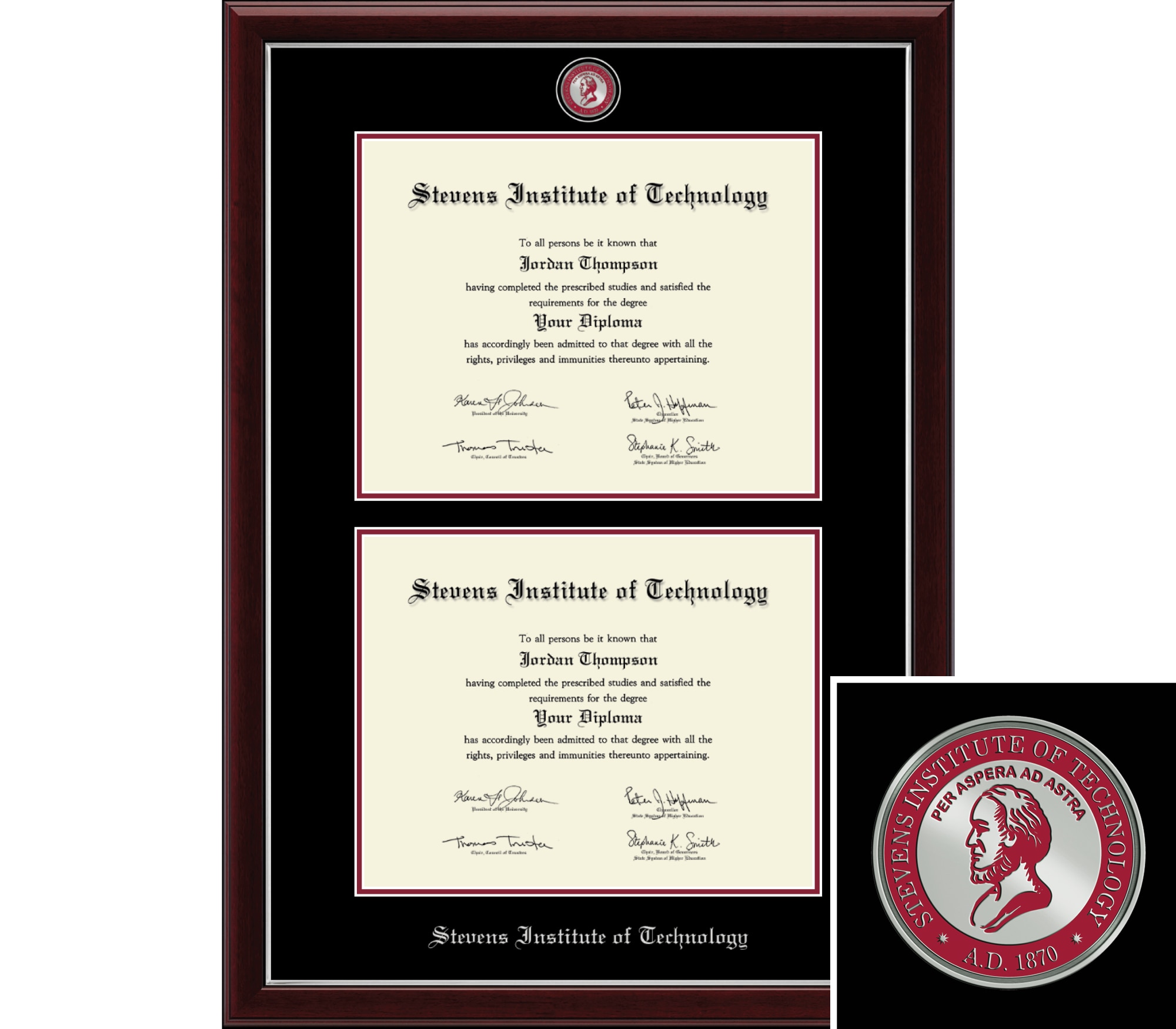 Church Hill Classics Double Doc 11x14 Cherry Diploma Frame