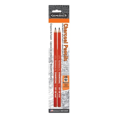 General Pencil Charcoal Pencil 2-Pack, 2B