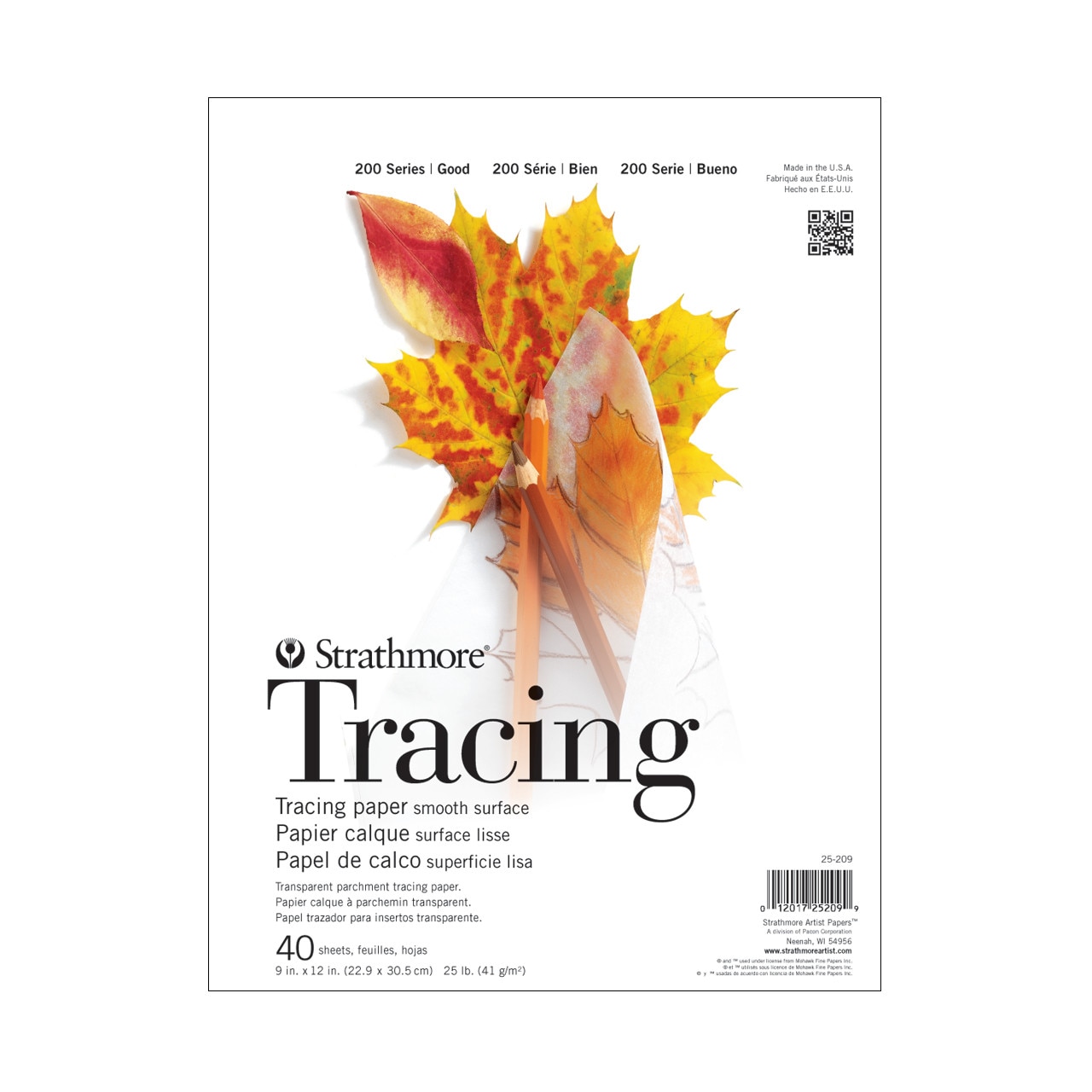 Strathmore Tracing Paper Pad, 200 Series, 9" x 12", 40 Sheets